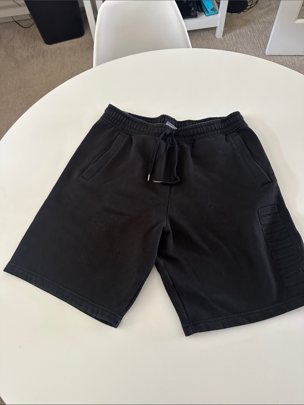 Puma Men's Black Athletic Logo Shorts